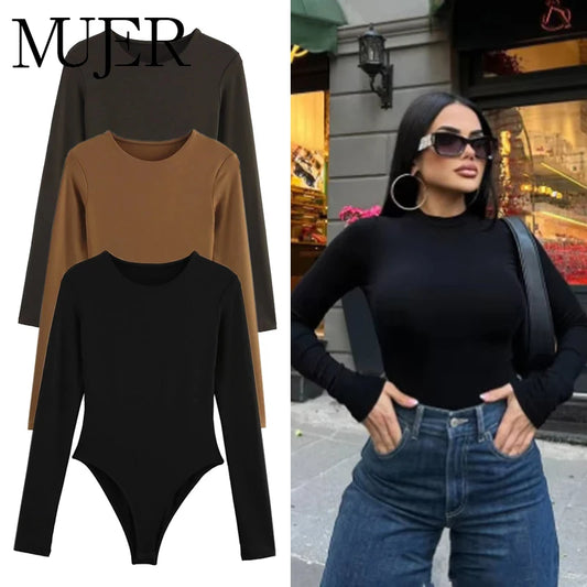 MUJER Black Bustier Bodys for Women Sexy Extreme Bodysuit Women Long Sleeve Bodysuits Woman One Pieces Summer Tops Woman 2025