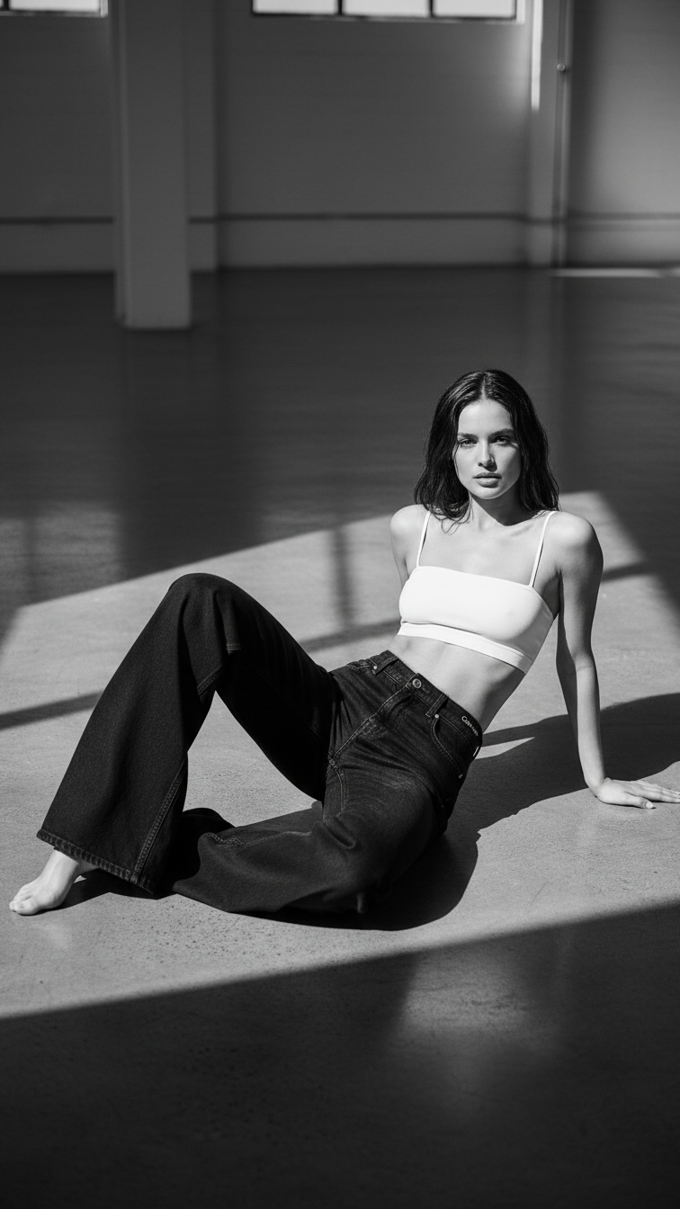 Casual Mid-Rise Denim Multi-Pocket Wide Leg Jeans