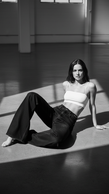 Casual Mid-Rise Denim Multi-Pocket Wide Leg Jeans